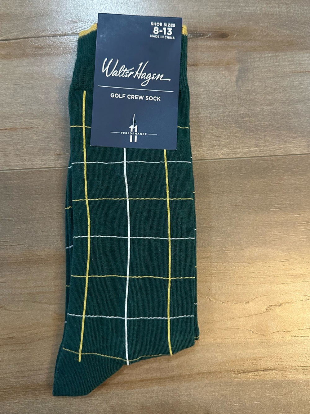 Walter Hagen Dark Green Grid Golf Crew Socks
